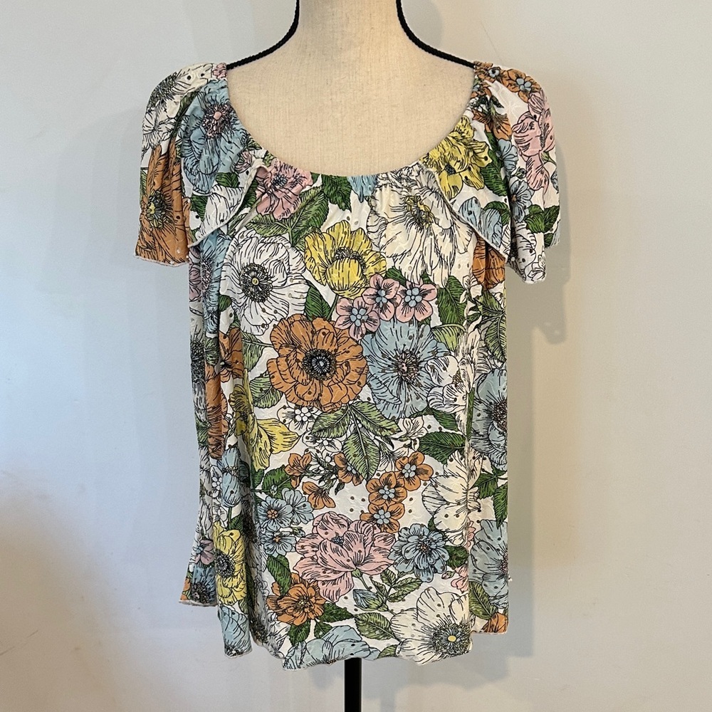 Kim & Cami Multicolor Floral Blouse L